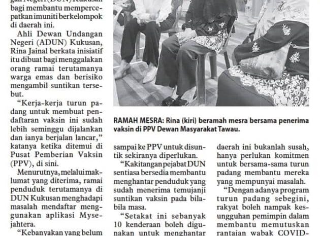  Keratan Akhbar: DUN Kukusan Bantu Cepatkan Imuniti Kelompok di Tawau