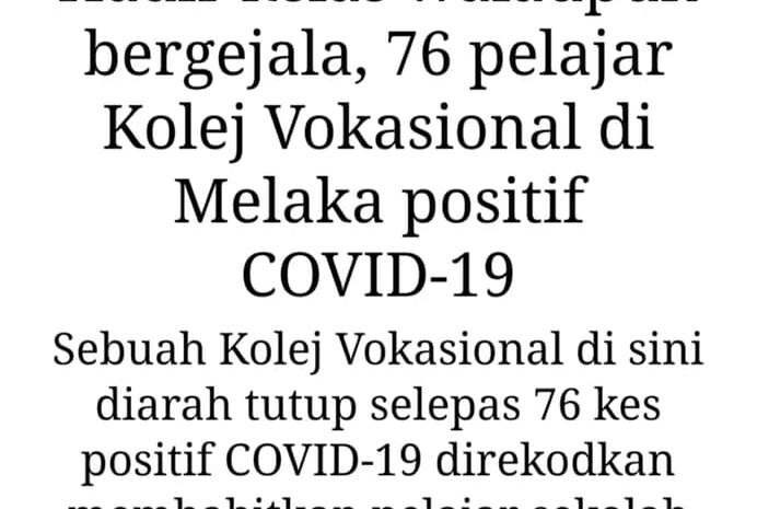  Lima Berita Mengenai Kes Positif COVID-19 Di Sekolah