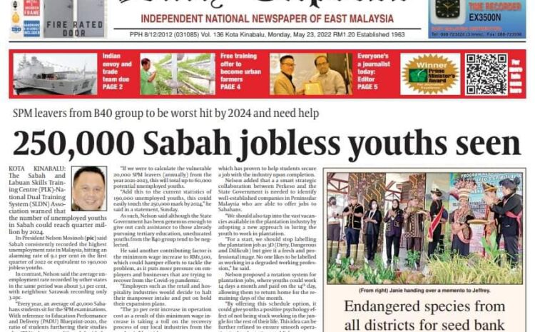  250,000 Belia Di Sabah Menganggur Menjelang Dua Tahun Lagi